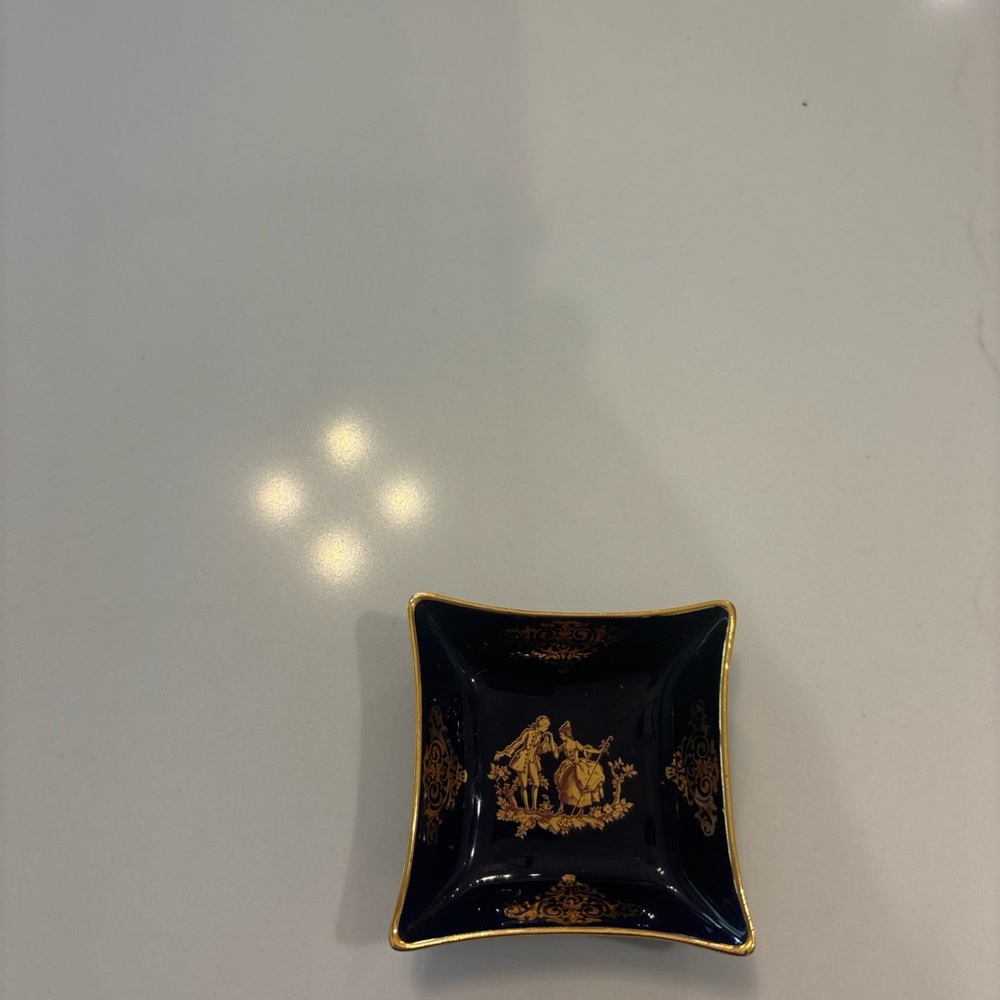 Limoges France Cobalt Blue & Gold  Porcelain Trinket Decorative Dish